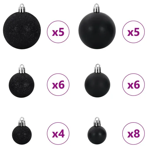 Set Božićnih Ukrasnih Kuglica 61 kom. 150 LED lampica Ø 6 cm - Crna 61 Cijena