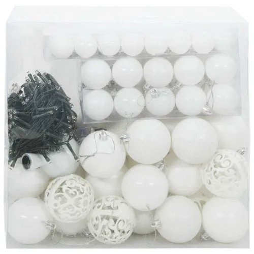 Set Božićnih Ukrasnih Kuglica 120 kom. 300 LED lampica Ø 6 cm - Bijelo 120 Cijena