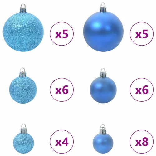 Set Božićnih Ukrasnih Kuglica 61 kom. 150 LED lampica Ø 6 cm - Plava 61 Cijena