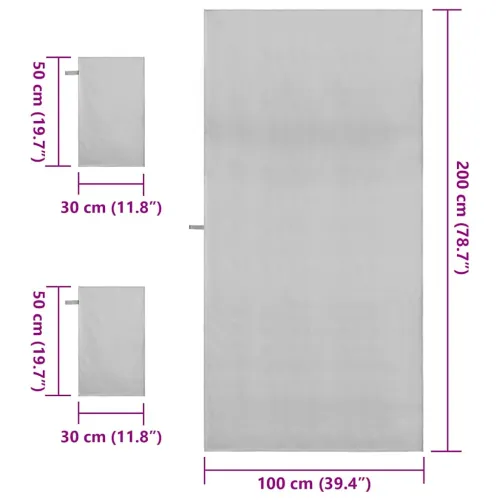 Set sportskih ručnika 3 kom. Siva 210 x 100 cm - Siva Cijena