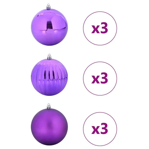 Set božićnih kuglica XL 9 kom. Lila Ø 15 cm Plastika - Lila Ø 15 cm Cijena