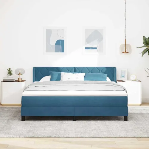 Box spring krevet Tamno plava 200 x 180 cm Baršun - Tamno plava 180 x 200 cm Dizajn s rombovima Cijena