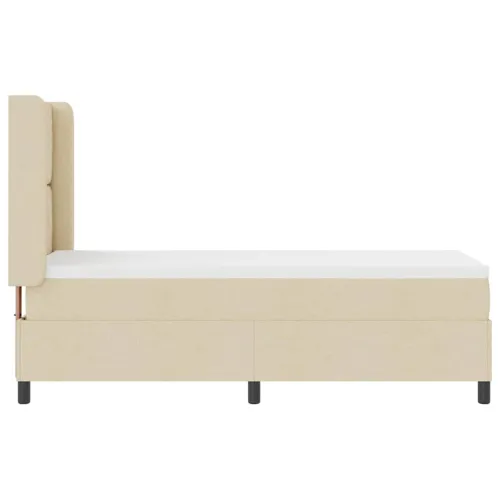 Box spring krevet s jastukom Krema 200 x 80 cm tkanina - Krema 80 x 200 cm Dizajn s rombovima Cijena