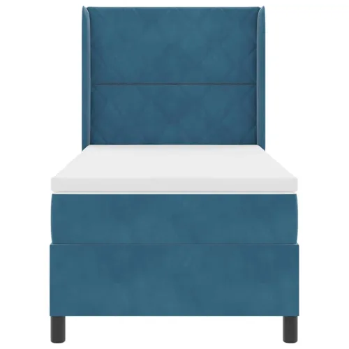 Box spring krevet s uzglavljem Plava 90 x 190 cm Baršun - Tamno plava 90 x 190 cm Dizajn s rombovima Cijena