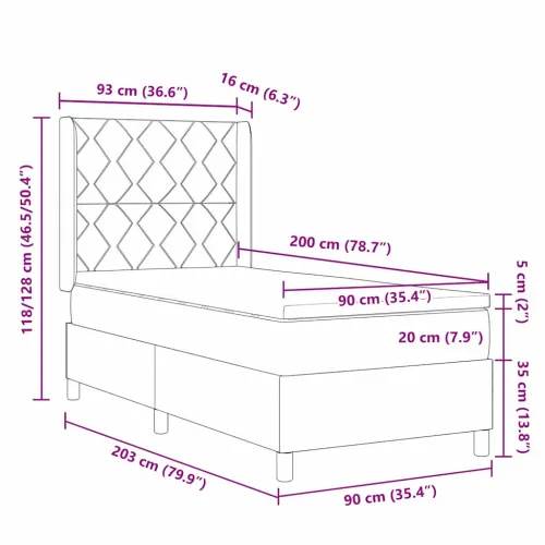 Box spring krevet s uzglavljem Plava 90 x 200 cm Baršun - Tamno plava 90 x 200 cm Dizajn s rombovima Cijena