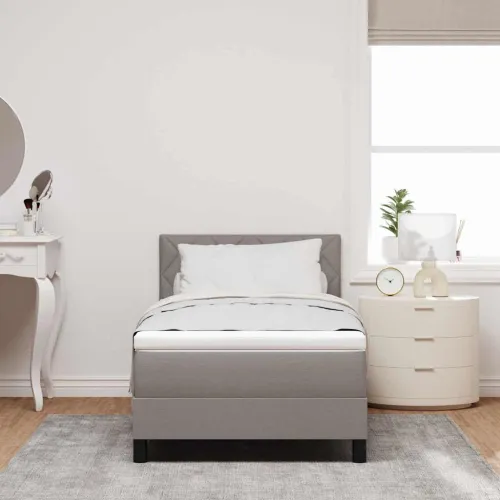 Box spring krevet Sivo-smeđa 90 x 190 cm tkanina - Sivo-smeđa 90 x 190 cm Dizajn s rombovima Cijena