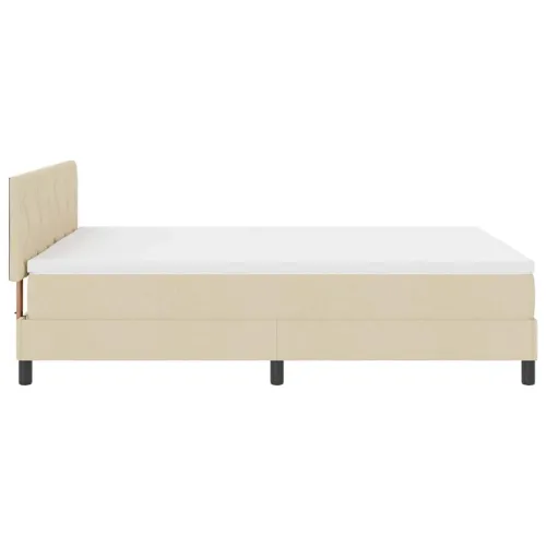 Box spring krevet s jastukom Krema 160 x 200 cm tkanina - Krema 160 x 200 cm Dizajn s rombovima Cijena