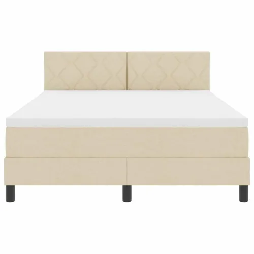 Box spring krevet s jastukom Krema 160 x 200 cm tkanina - Krema 160 x 200 cm Dizajn s rombovima Cijena