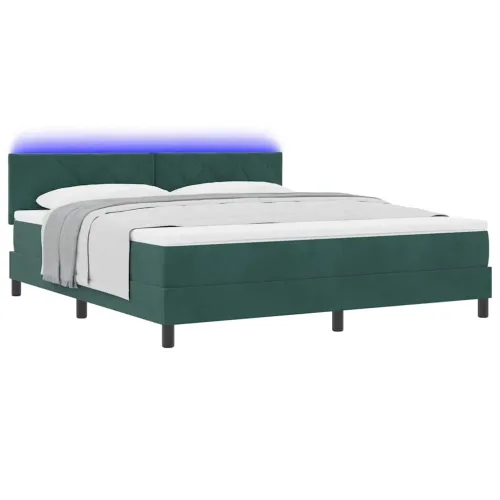LED Box Spring Krevet Tamnozelena 180 x 200 cm Baršun - Tamnozelena 180 x 200 cm Dizajn dijamantskog bloka Cijena