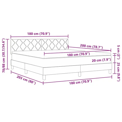 LED Box Spring Krevet Tamnozelena 180 x 200 cm Baršun - Tamnozelena 180 x 200 cm Dizajn dijamantskog bloka Cijena