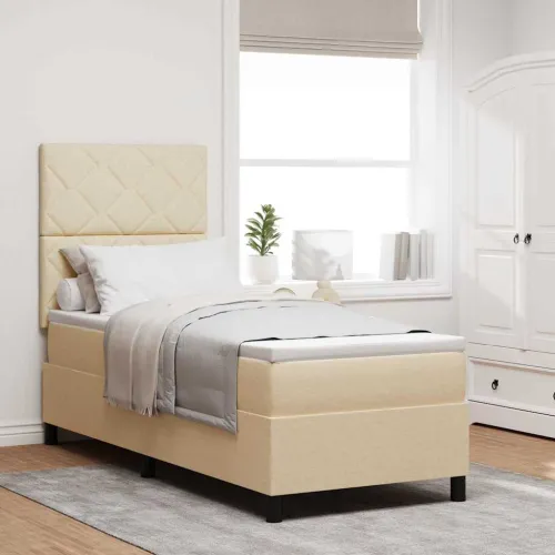 Box spring krevet s madracem Krema 80 x 200 cm tkanina - Krema 80 x 200 cm Dizajn dijamantnog bloka Cijena