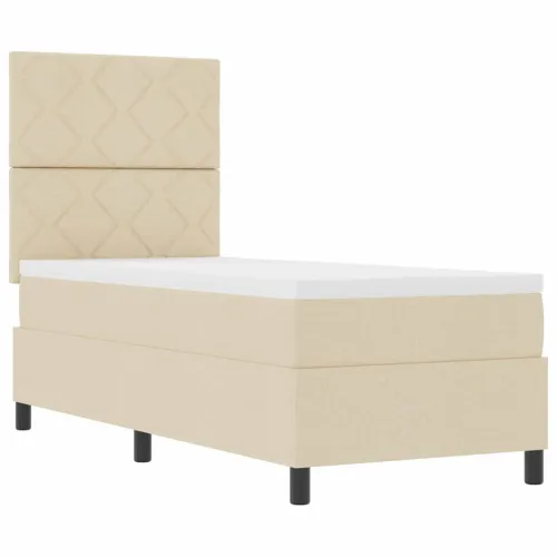 Box spring krevet s madracem Krema 80 x 200 cm tkanina - Krema 80 x 200 cm Dizajn dijamantnog bloka Cijena
