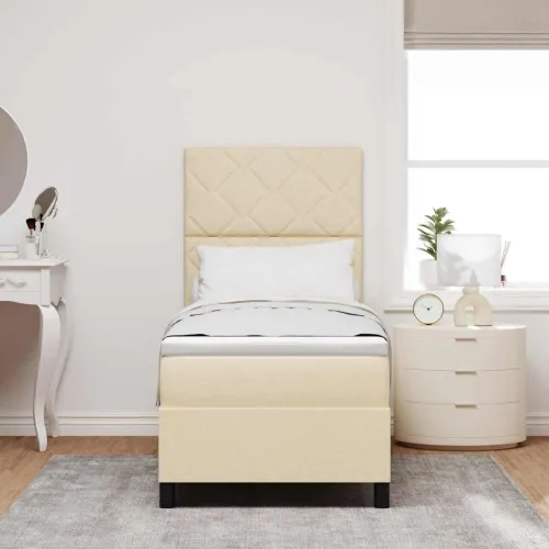 Box spring krevet s madracem Krema 80 x 200 cm tkanina - Krema 80 x 200 cm Dizajn dijamantnog bloka Cijena