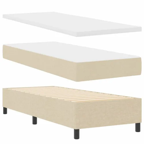 LED Box Spring Krevet s uzglavljem Krema 80 x 200 cm tkanina - Krema 80 x 200 cm Dizajn s rombovima Cijena