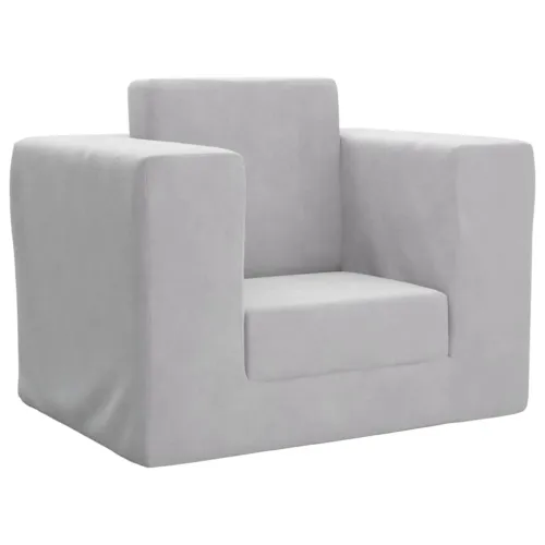 Dječji kauč na razvlačenje svjetlosivi mekani plišani - Svjetlosiva Sofa Svjetlosiva Sofa Cijena