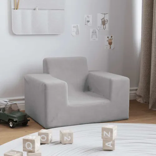 Dječja fotelja svjetlosiva od mekanog pliša - Svjetlosiva Stolica Svjetlosiva Stolica Cijena