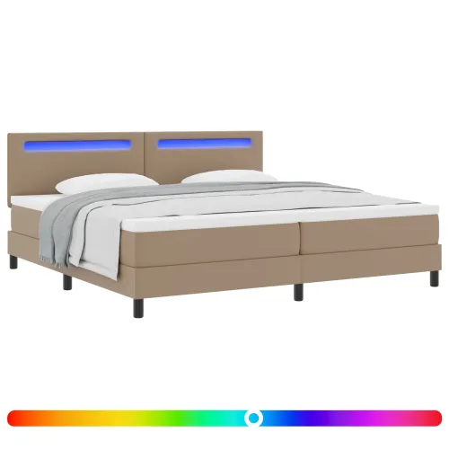 Box spring krevet Boja cappuccina 200 x 200 cm - Boja cappuccina 200 x 200 cm Jednostavan dizajn s LED Cijena