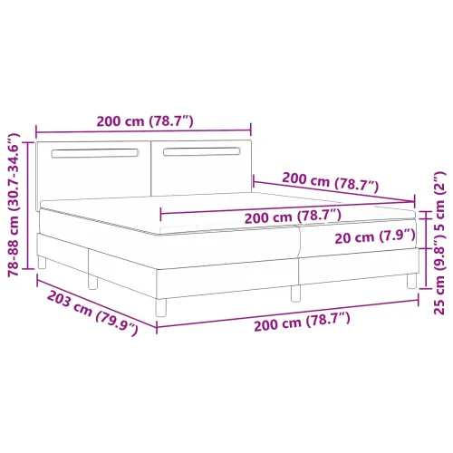 Box spring krevet Boja cappuccina 200 x 200 cm - Boja cappuccina 200 x 200 cm Jednostavan dizajn s LED Cijena