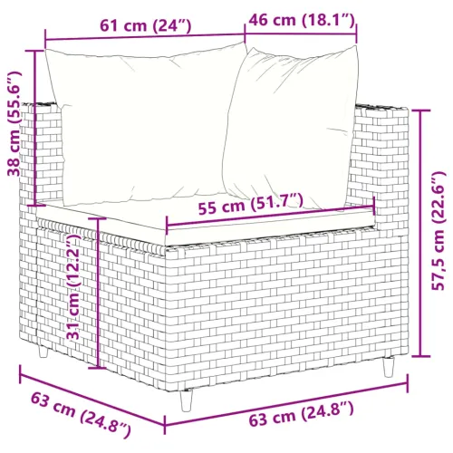 8-dijelna vrtna garnitura od poliratana s jastucima crna - Crna i plava 7 Cijena