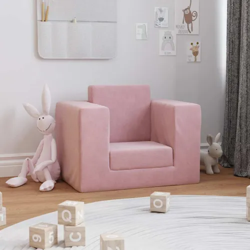 Dječji kauč na razvlačenje ružičasti mekani plišani - Ružičasta Sofa Ružičasta Sofa Cijena