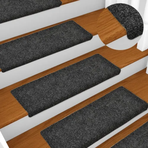 Prostirke za stepenice samoljepljive 15 kom 65x21x4 cm tamnosive pravokutne rubove - Tamno siva 15 Cijena