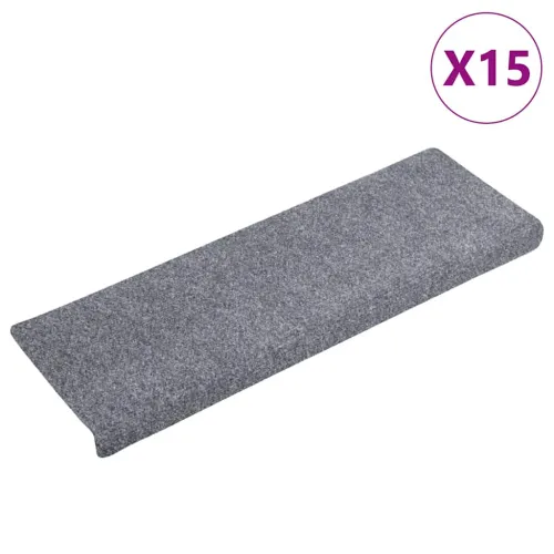 Prostirke za stepenice samoljepljive 15 kom 65x21x4 cm svijetlo sive pravokutne rubove - Svjetlosiva 15 Cijena