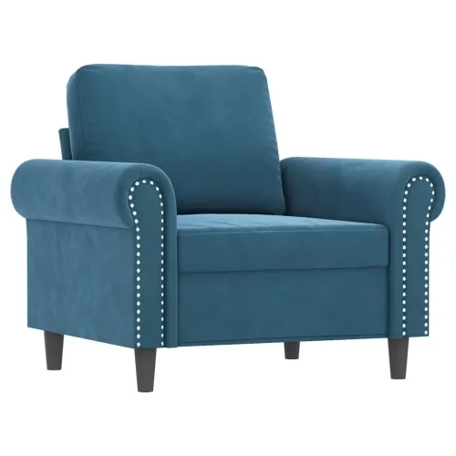 4-dijelni set sofa s jastucima plavi baršunasti - Plava S osloncem za noge Cijena