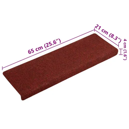 Prostirke za stepenice, samoljepljive, 15 kom, 65x21x4 cm, bordo crvene, pravokutni rub - Bordo crvena 15 Cijena