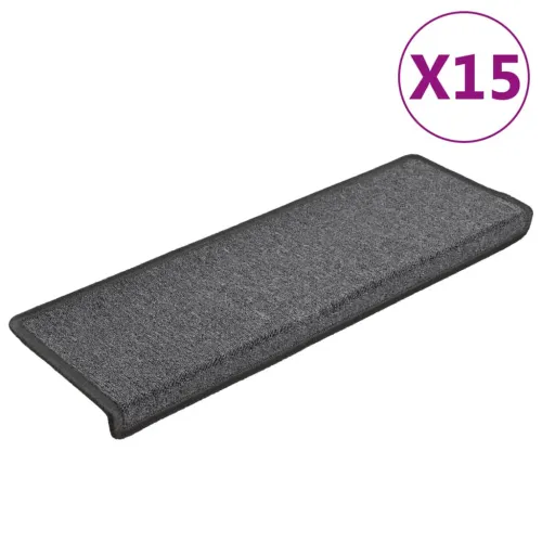 Prostirke za stepenice 15 kom 65x21x4 cm tamno sive pravokutne rubove - Tamno siva 15 Cijena