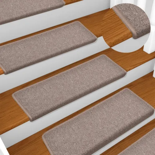 Prostirke za stepenice 15 kom 65x21x4 cm svijetlosmeđe pravokutne rubove - Svjetlosmeđa 15 Cijena