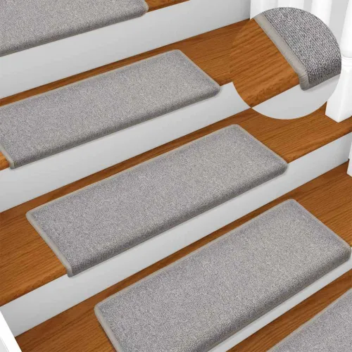 Prostirke za stepenice 15 kom 65x21x4 cm svijetlo sive pravokutne rubove - Svjetlosiva 15 Cijena