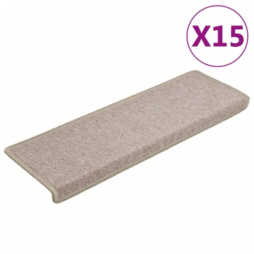 Prostirke za stepenice 15 kom 65x21x4 cm taupe pravokutni rub - Sivo-smeđa 15 Cijena