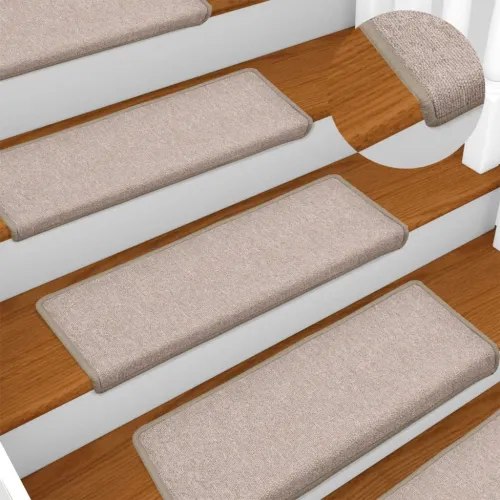 Prostirke za stepenice 15 kom 65x21x4 cm taupe pravokutni rub - Sivo-smeđa 15 Cijena