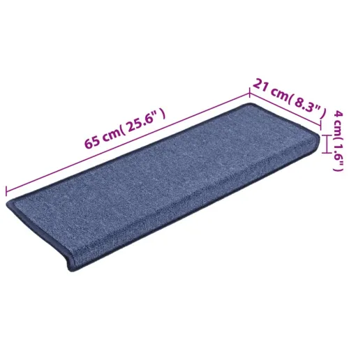 Prostirke za stepenice 15 kom 65x21x4 cm plave pravokutne rubove - Plava 65 x 21 x 4 cm 15 Cijena
