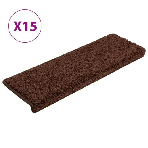 Prostirke za stepenice 15 kom 65x21x4 cm smeđe pravokutne rubove - Smeđa 15 Cijena