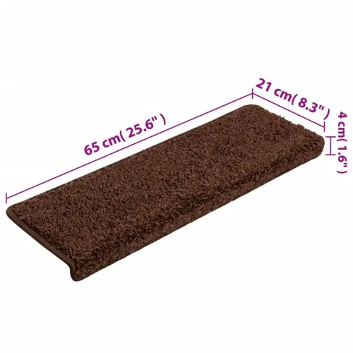 Prostirke za stepenice 15 kom 65x21x4 cm smeđe pravokutne rubove - Smeđa 15 Cijena