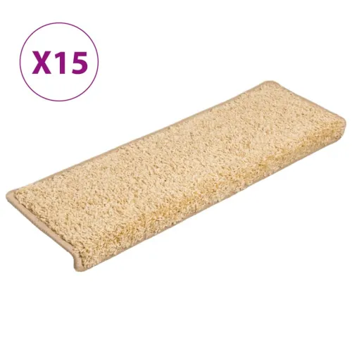 Prostirke za stepenice 15 kom 65x21x4 cm krem pravokutni rub - Krema 15 Cijena