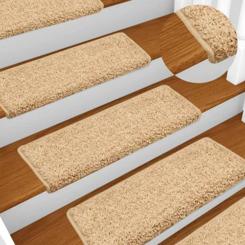 Prostirke za stepenice 15 kom 65x21x4 cm krem pravokutni rub - Krema 15 Cijena