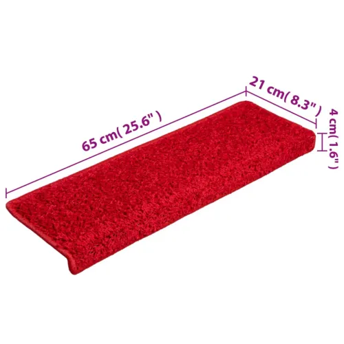 Prostirke za stepenice 15 kom 65x21x4 cm crvene pravokutne rubove - Crvena 15 Cijena