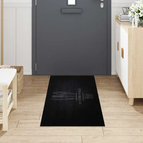 Kuhinjski Tepih Crna 180 x 60 cm 100% poliamid Mogu se prati - Ikone pribora 60 x 180 cm Cijena