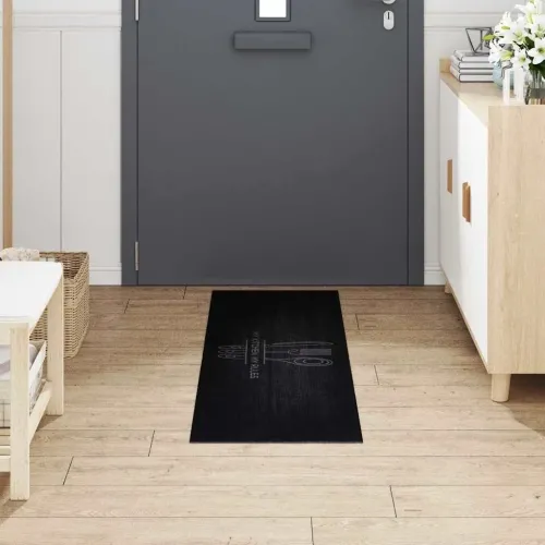 Kuhinjski Tepih Crna 150 x 45 cm 100% poliamid Mogu se prati - Ikone pribora 45 x 150 cm Cijena
