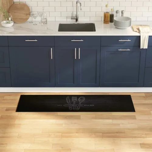 Kuhinjski Tepih Crna 150 x 45 cm 100% poliamid Mogu se prati - Ikone pribora 45 x 150 cm Cijena
