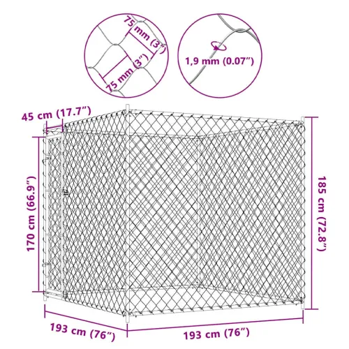 Vanjski kavez za pse 193 x 193 x 185 cm - 193 x 193 x 185 cm Ne Cijena