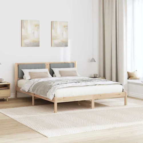 Krevetni okvir s tapiciranim uzglavljem Svijetlo siva - 150 x 200 cm Smeđa i svijetlo siva Cijena
