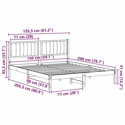 Krevetni okvir s tapiciranim uzglavljem Svijetlo siva - 150 x 200 cm Smeđa i svijetlo siva Cijena