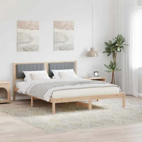 Krevetni okvir s tapiciranim uzglavljem Svijetlo siva - 150 x 200 cm Smeđa i svijetlo siva Cijena