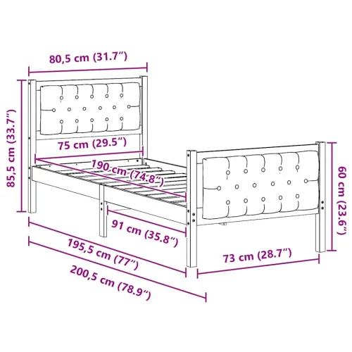 Okvir za krevet Svjetlosiva 75 x 190 cm - Smeđa i svjetlosiva 75 x 190 cm Cijena