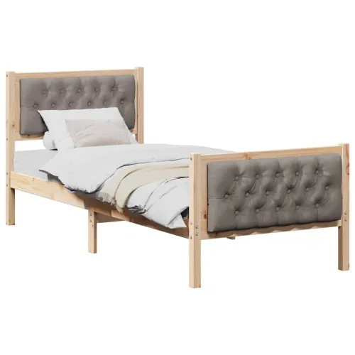 Okvir za krevet Sivosmeđa 75 x 190 cm Čvrsto borovo drvo - Smeđa i sivosmeđa 75 x 190 cm Cijena