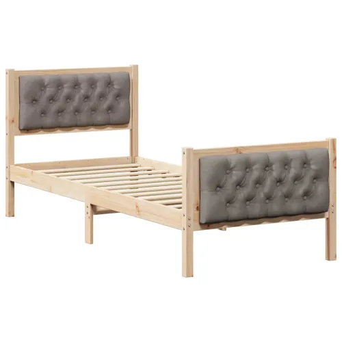 Okvir za krevet Sivosmeđa 75 x 190 cm Čvrsto borovo drvo - Smeđa i sivosmeđa 75 x 190 cm Cijena