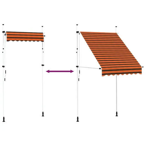 Tenda na ručno uvlačenje 150 cm narančasto-smeđa - narančasta i smeđa 150 cm Bijeli okvir Cijena